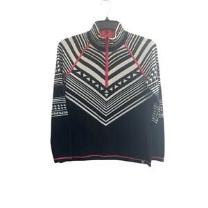 Title Nine Black and White Merino Wool Blend 1/4 zip Sweater